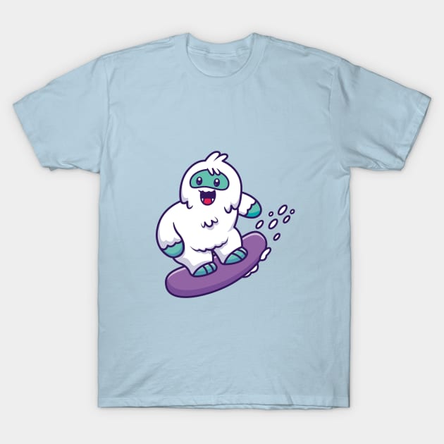 Yeti Snowboarding T-Shirt by Brainable ART